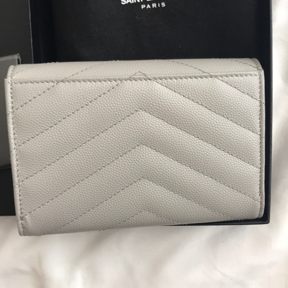 NWT Saint Laurent YSL Chevron Flap Leather Wallet - Picture 2 of 7